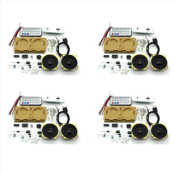 4X Kit Electrónico de Bricolaje Altavoz Bluetooth Electrónica Kit de Proyecto de Soldadura DIY Altavoz Estéreo Bluetooth Soporte U Disco
