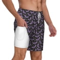 thumbnail image 3 of Balery Bat Purple Mens Swim Trunks Swim Shorts for Men Quick Dry Inseam Beach Shorts with Compression Liner Pocket-Large, 3 of 9
