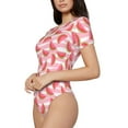 thumbnail image 2 of KLL Women 's Crew Neck Bodysuit Jumpsuits Sweet Watermelon Print Short onesies Stretch T Shirts, 2 of 7