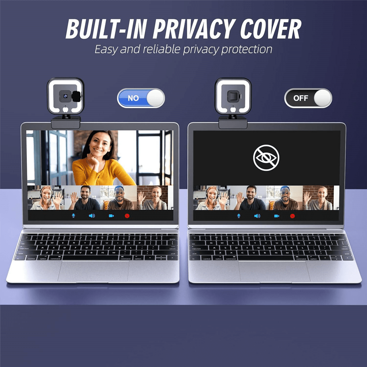 4K Webcam with Microphone and Fill Light, HD Autofocus Computer Camera for Pc Laptop Desktop Video Calling