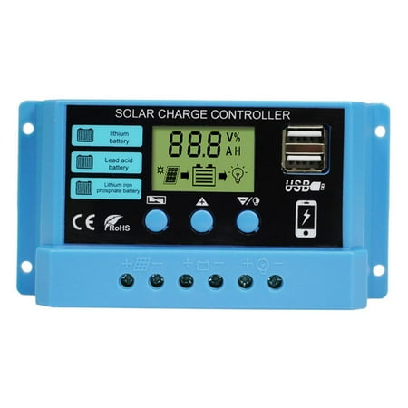 

Catinbow Solar Charge Controller PWM Automatic Solar Voltage Regulator with Adjustable LCD Display Multi-Function Dual USB Port Intelligent Panel Controller improved