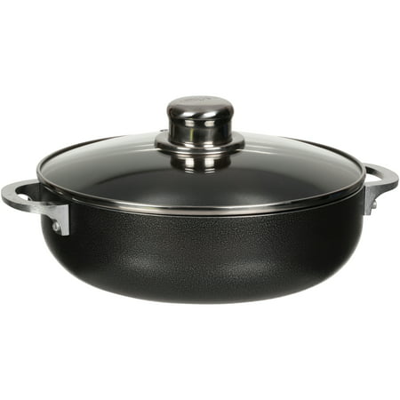 imusa Hammered 3.2 Quart Non-Stick Charcoal Cauldron with Glass