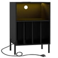 thumbnail image 3 of Topcobe Record Player Stand with LED Light and Charging Station, End Tables Living Room, Modern Furniture for Home-Black, 3 of 4