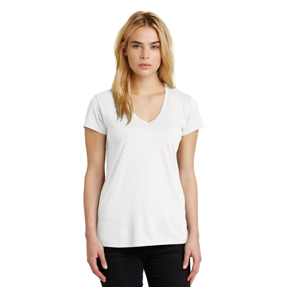 Camiseta de manga corta con cuello en V Everyday para mujer de Alternative, blanca, grande Ropa alternativa 02840MR-100