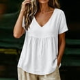 thumbnail image 3 of Ankola Womens Tops Casual V Neck Short Sleeve T Shirts Babydoll Loose Fit Peplum Tops, 3 of 7