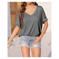 thumbnail image 4 of Women's Oversized V-Neck T-Shirts Summer Casual Loose Fit Short Sleeve Top Tees, 4 of 6