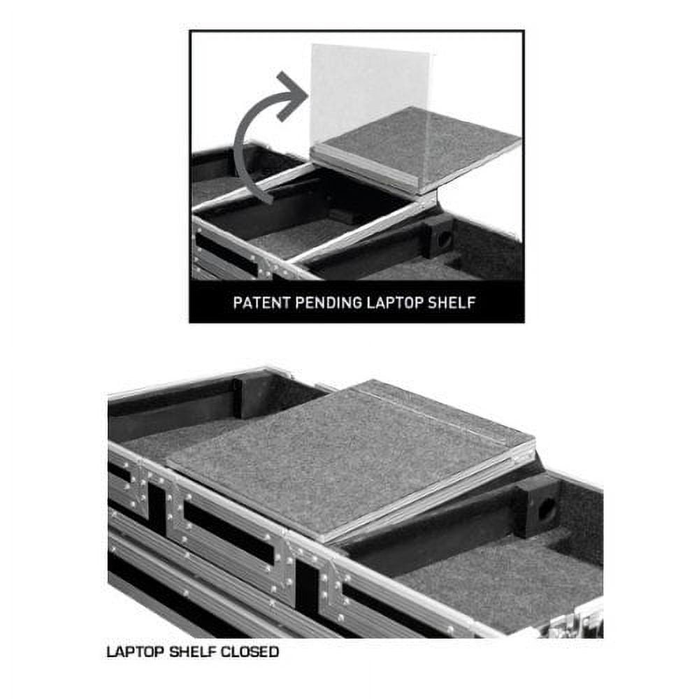 Marathon Flight Road Case MA-DJ12WLT-Standard Holds 2 Turntables In Standard Position 12-Inch Mixer with Low Profile Wheels and Laptop Shelf