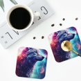 thumbnail image 5 of Honeii Starry Multicolored Wolf Print Leather Coaster Set of 6, Ideal for Safeguarding Your Furniture from Drinks Spills and Effortless Cleanup,Square, 5 of 7