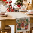 thumbnail image 5 of Burlap Table Runner 90 Inches Long,Merry Christmas Biscuit Floral Botanical Leaf Non-Slip Kitchen Table Runners for Dining Room Everyday Use Party Table Decorations Xmas Trees on Linen, 5 of 9