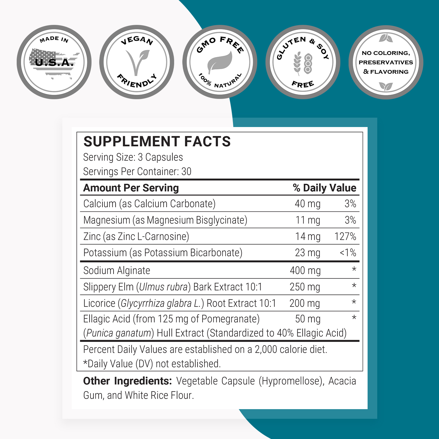 SuperSmart Acid Balance Formula (Advanced Complex) - with Zinc L-Carnosine, Slippery Elm Extract, Licorice Root | Non-GMO & Gluten Free - 90 Vegetarian Capsules