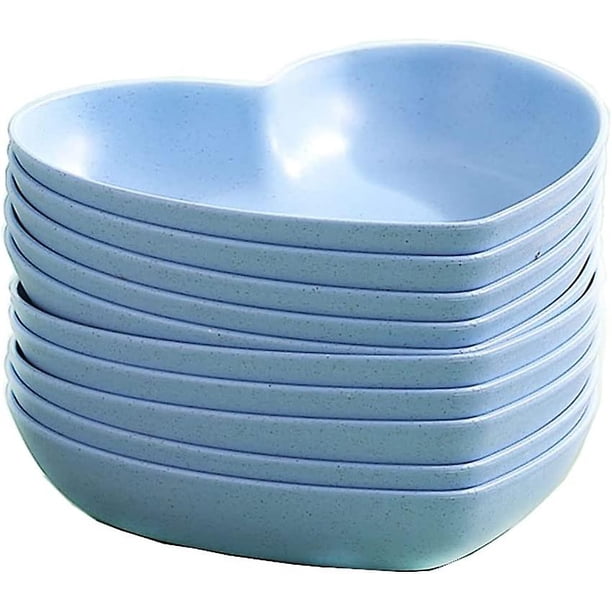 Juego de 10 platos de cena con forma de corazón de 15 cm, bandeja para comida, platillos y cuencos para aperitivos y frutas, sin BPA (verde)