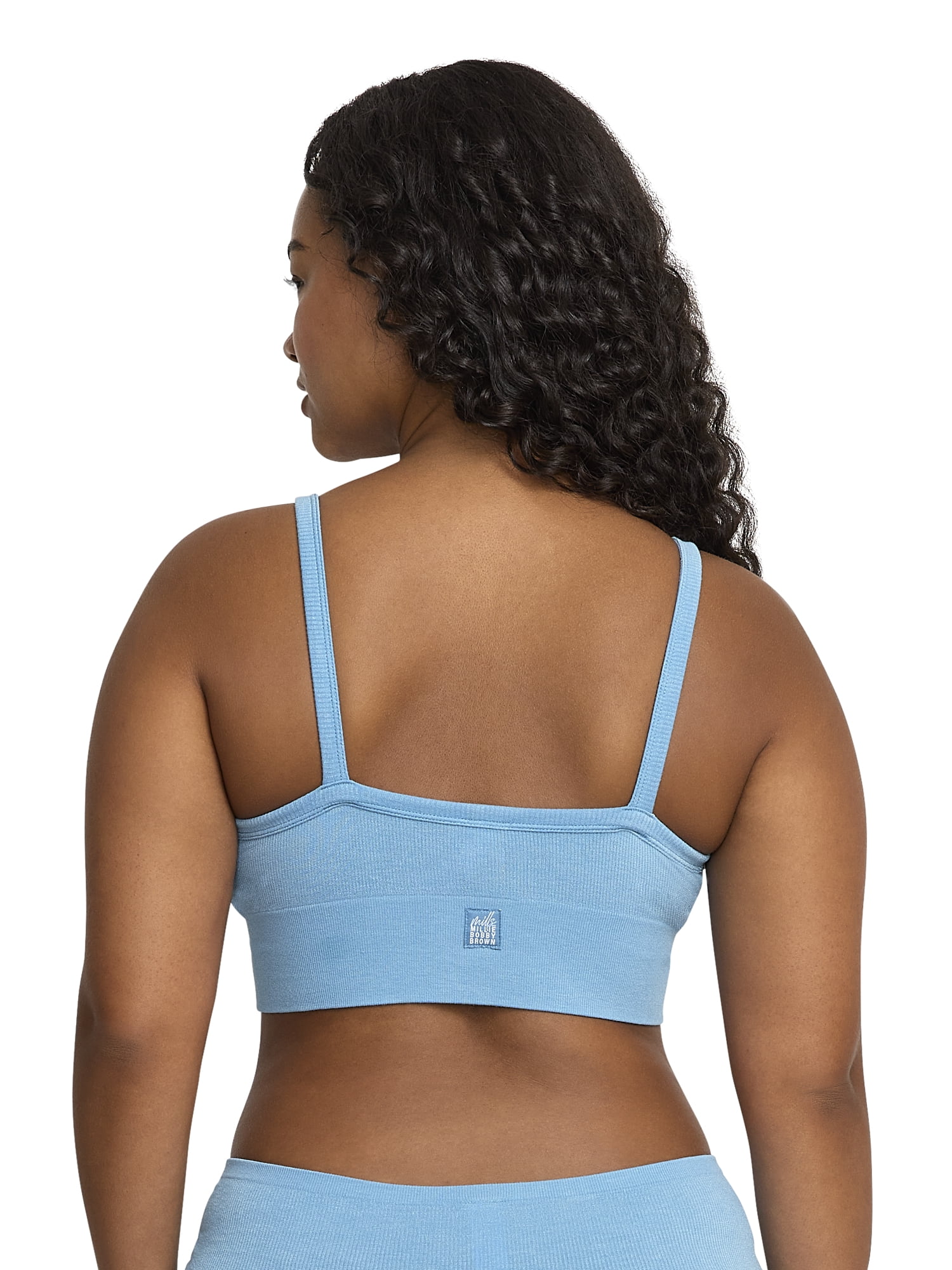 Mills by Millie Bobby Brown Women's Softie Ribbed V-Neck Bralette, Sizes XS-XXXL