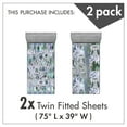 thumbnail image 3 of Ambesonne Owls Fitted Sheet Set 2 Pack All-Round Elastic, Cartoon&nbsp;Art of Woodland Birds, Twin Size, Lavender Reseda Green, 3 of 3