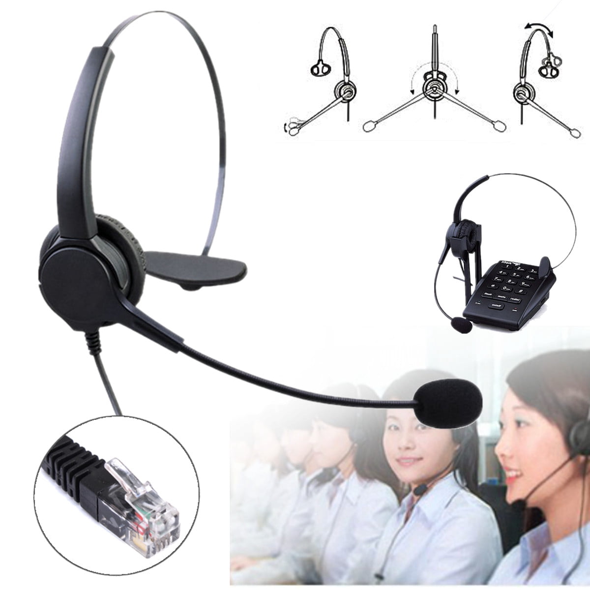 RJ11 Telephone Headset Noise Cancelling 