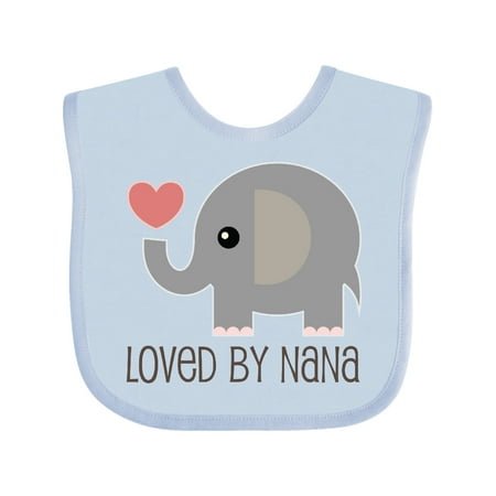 

Inktastic Loved by Nana Grandchild Elephant Gift Baby Boy or Baby Girl Bib