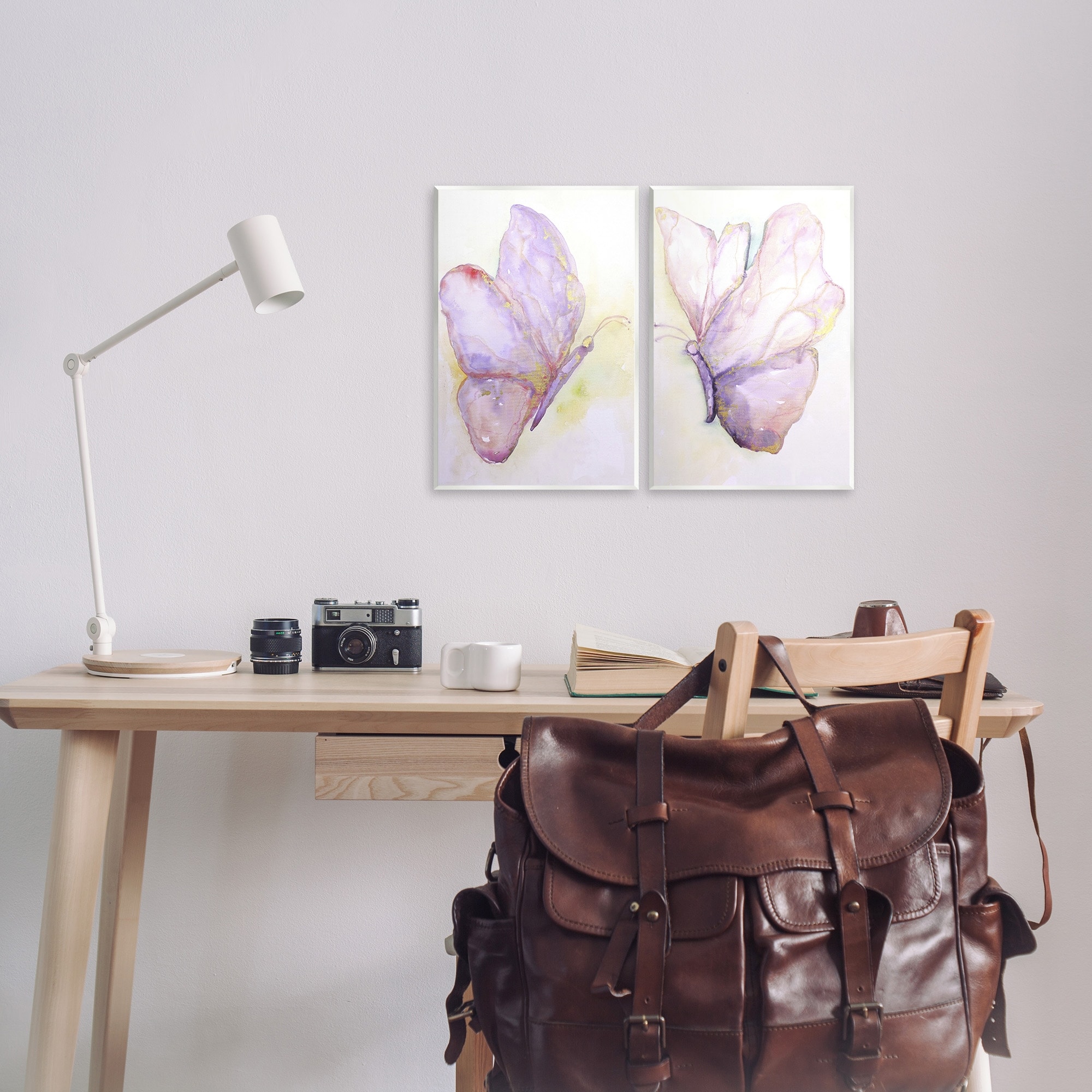 Stupell Industries Girls Glam Butterfly Wings Purple Gold Watercolor Unframed Art Print Wall Art Set of 2, 10x15, by Leticia Herrera