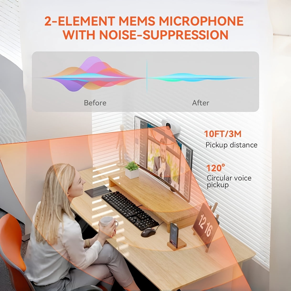 V15-AF 1080P Webcam with Privacy Shutter, Dual Mics, Wide Angle Lens & 360 Stand for Video Conferencing, Streaming and Online Class