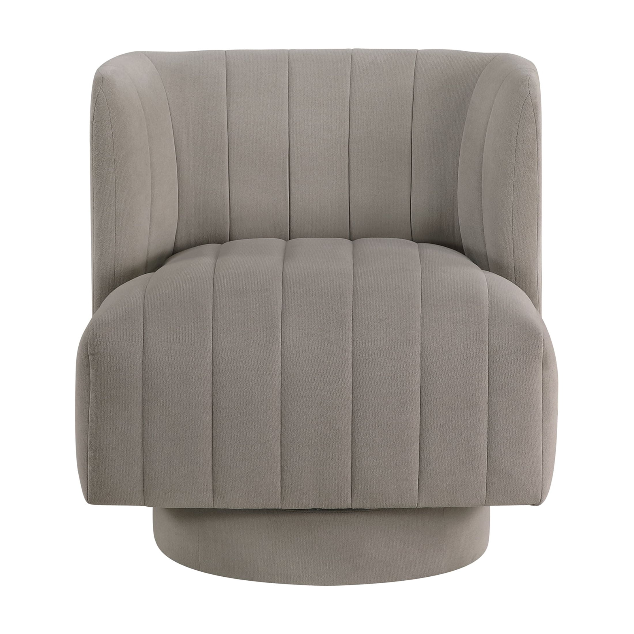 OakvillePark Glynworth Textured Fabric Chennel Tufted Swivel Chair, Taupe