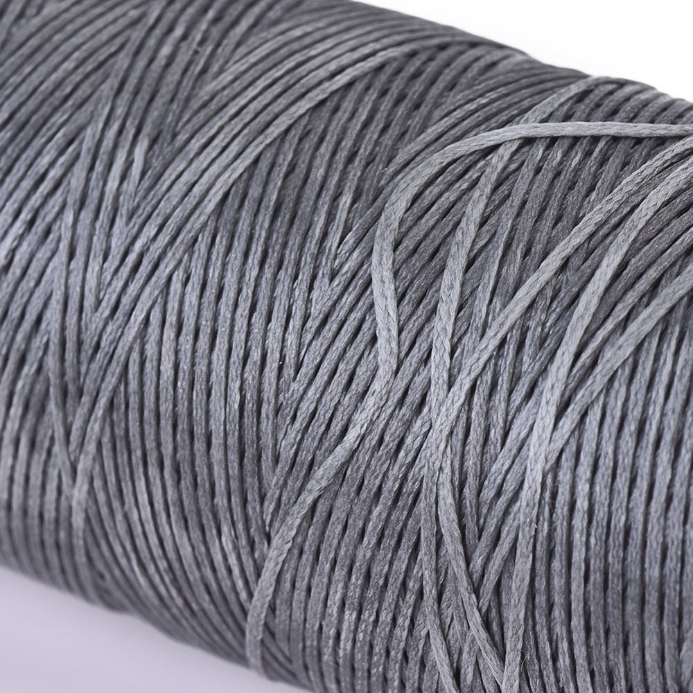 3 Roll Waxed Polyester Cord Micro Macrame Cord Waxed Sewing Thread Flat Gray 0.8mm about 284.33 yards(260m)/roll