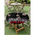 thumbnail image 3 of Outdoor Tablecloth with Umbrella Hole and Zipper, Merry Christmas Round Table Cloth 54 Inch Waterproof Tablecloth, Winter Holiday Xmas Snowflake Red Plaid Picnic Table Cover for Patio Camping, 3 of 7