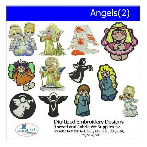 Angels(2) Embroidery Designs - All Popular Formats Included - Loaded on USB Stick
