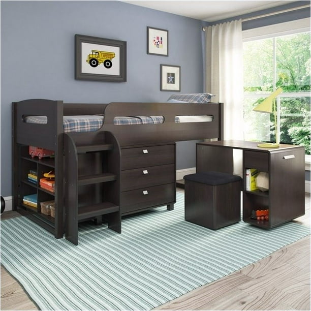 Pemberly Row Corliving 5 Piece All In One Single Twin Loft Bed Pemberly Row Corliving 5 Piece All In