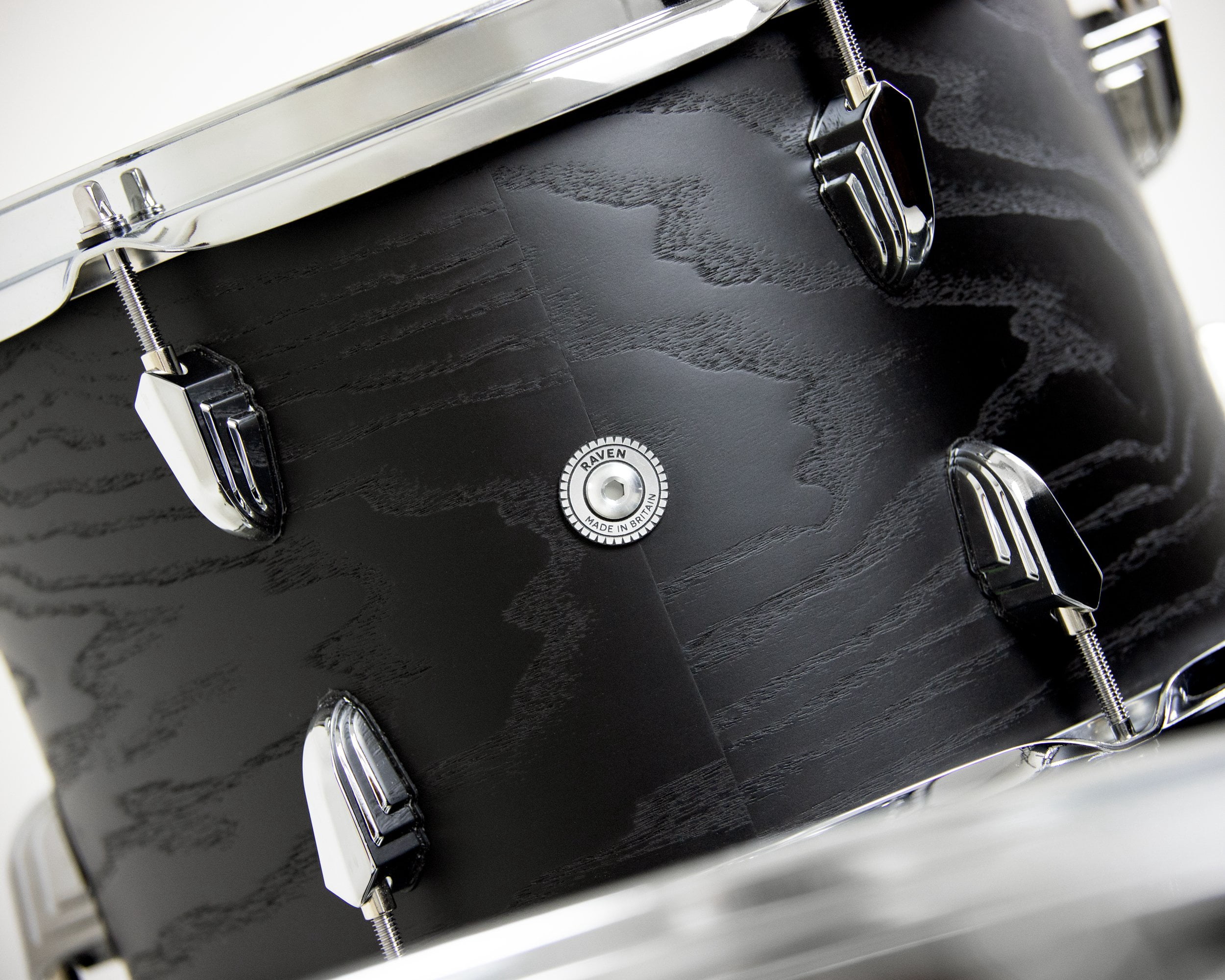 British Drum Co Raven Club Drum Shell Kit 12", 16", 22" - Black Ash Birch
