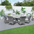 thumbnail image 2 of Direct Wicker  Outdoor Wicker Round Firepit Dining Set with 8 Pieces Rattan Chairs, Grey, 2 of 11
