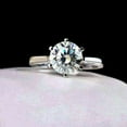 thumbnail image 2 of 2Ct Round Cut White Lab Created Diamond Solitaire Engagement 14k White Gold Plated Silver Ring, 2 of 3