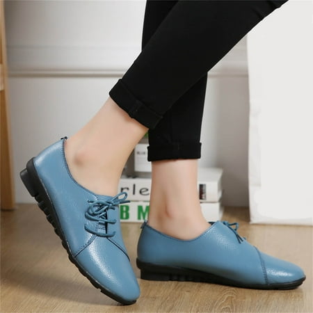 

ertutuyi shoes casual color solid flat shoes shoes women s shoes lace up single women s casual shoes blue 37