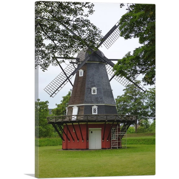 ARTCANVAS Windmill in Denmark Canvas Art Print - Size: 26" x 18" (0.75" Deep)