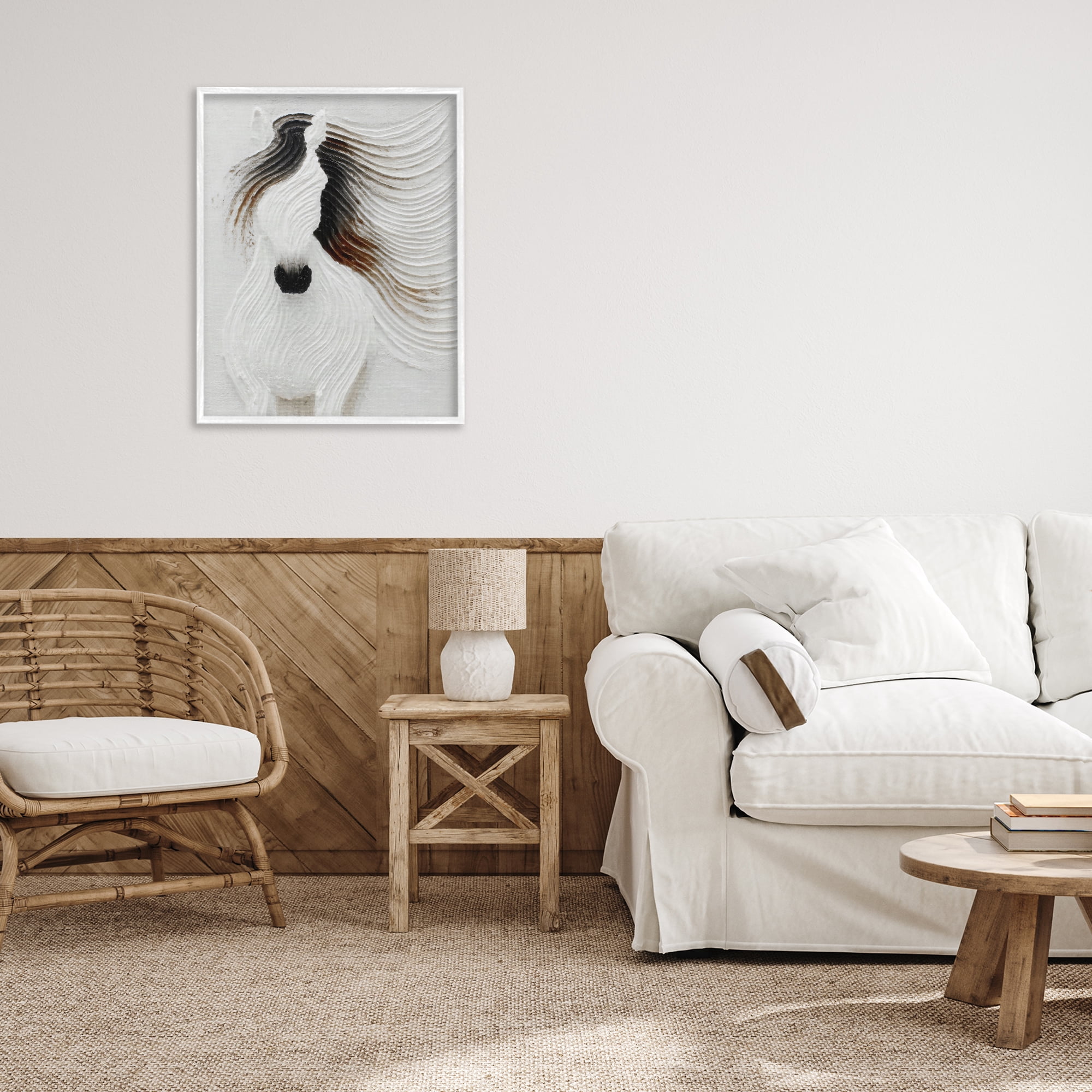 Stupell Industries Grooved Horse in Flowing Motion White Framed Giclee Art, design by Ink Drop Loft