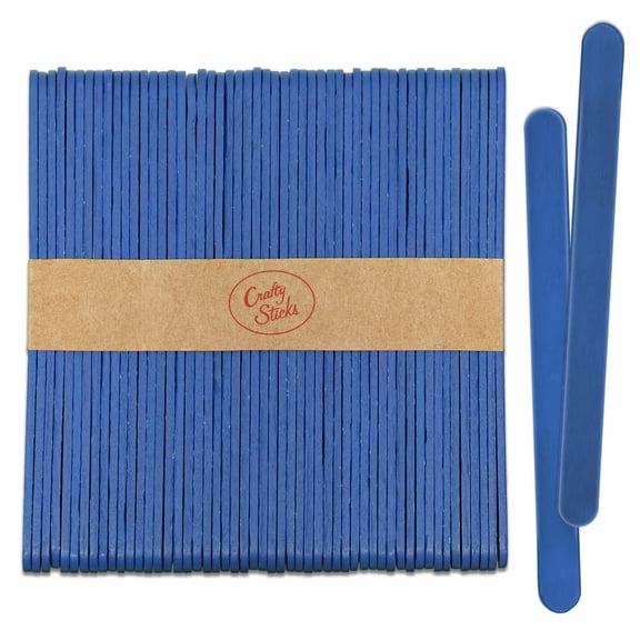 CraftySticks- 50 Pack 4.5 Inch Blue Painted Popsicle Sticks, Wood Craft Sticks for Crafts, Learning and STEM Basics