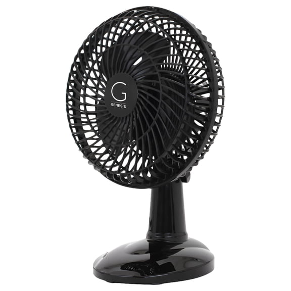 Genesis 6" Max Breeze Clip Fan With Attachable Tabletop Base, 10"H x 5"W x 5"D, Black