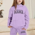 thumbnail image 2 of lnmuld Two Piece Outfits Girls Letter Print Hooded Sweatshirt Outfit Set Stylish Everyday Wear Comfortable Casual Kids Clothes for Daily Activities Solid Color Size:9-10 Years, 2 of 4