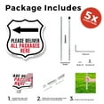 thumbnail image 3 of Please Deliver All Packages Here Left (5 Pack) 12 inch X 12 inch Shield Shaped Rust-Free Aluminum Metal Signs with Aluminum Mounting Stakes Weather Resistant Made in the USA, 3 of 8