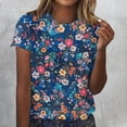 thumbnail image 4 of Mujeres Pantalones Cortos de Verano Ocio Flor Impresión Cuello Redondo, Top de Manga Corta Casual Y Blusa para la Primavera, la Fiesta Y el Uso Diario, 4 of 4
