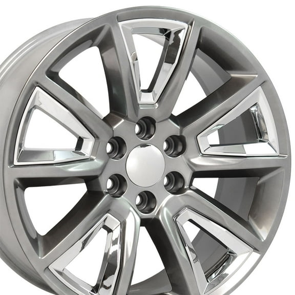22 inch Rim fits 1995-2020 Chevrolet Tahoe Hyper Black With chrome 22x9 Chrome Wheel Direct Fit