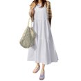 thumbnail image 5 of ZANZEA Women Puff Sleeve Casual Solid Ruffle Tiered Dress Summer Holiday Sundress, 5 of 14