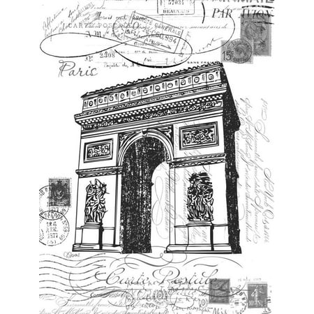 Eco Vintage Paris 2 Arc de Triomphe French Architecture Collage Print Wall Art By Carole