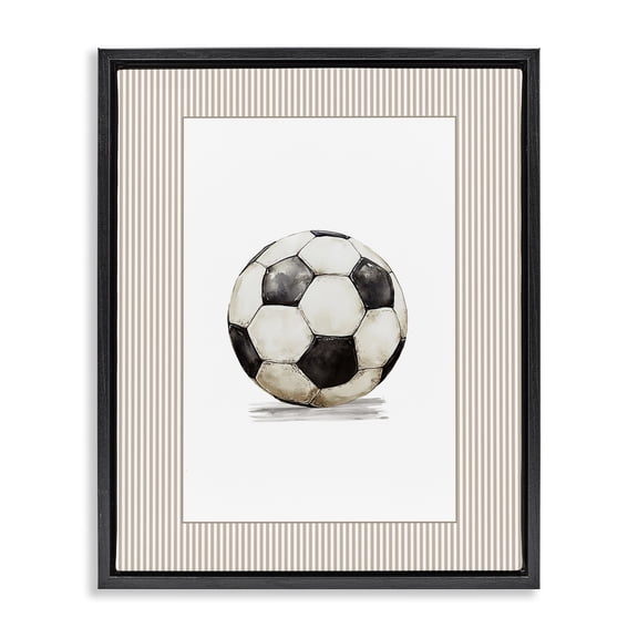 Stupell Industries Vintage Sports Soccer Ball Black Framed Floater Canvas Wall Art, design by Christine Simpson Art