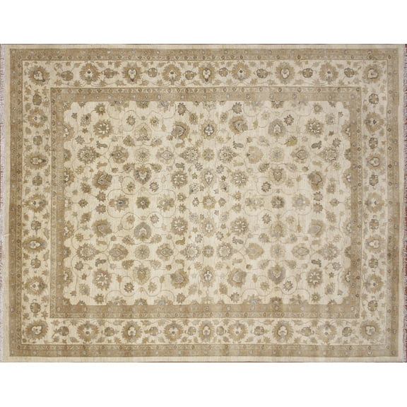 Sun-Faded Kurush Ivory/Gold Rug, 7'11" x 9'10"
