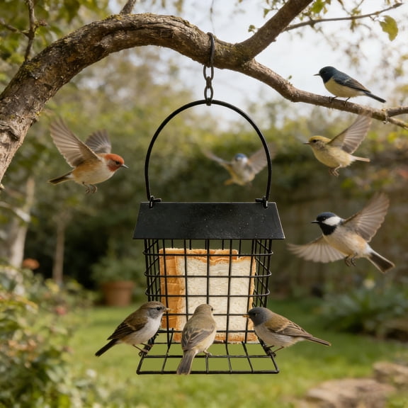 Bxaolu Metal Bird Feeder for Outdoor Hanging, Wild Bird Feeders with Perch, Easy to Clean & Refill, Large Seed Capacity, Black