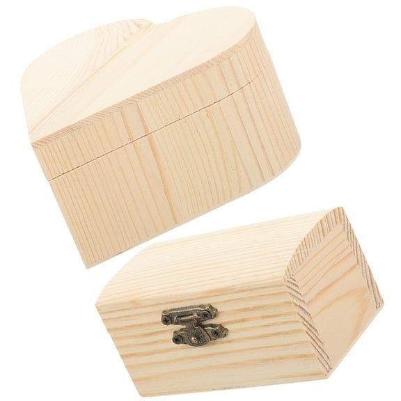 Creative Light Yellow Wooden Storage Box for Jewelry and Small Items 2pcs Keepsake Organizer