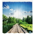 thumbnail image 3 of Ambesonne Nature Shower Curtain, Wooden Bridge on River, 69"Wx75"L, Blue Green, 3 of 5