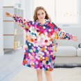 thumbnail image 5 of FORMRS Wearable Blanket Hoodie with Sleeves for Kids Cozy Flannel Sweatshirt, Purple Colorful Circles, 5 of 7