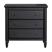 (2 pack) My Texas House Monroe 3-Drawer Nightstand with USB, Raven Black Oak