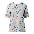thumbnail image 4 of Summer Women's Elegant Floral Print Loose Blouse With Classic Collar Retro Casual T Shirt Short T Shirt Swim Tee Tech Shirt Womens Summer Tees Womens A Shirts Tops Women Casual Turtleneck Women Petite, 4 of 4