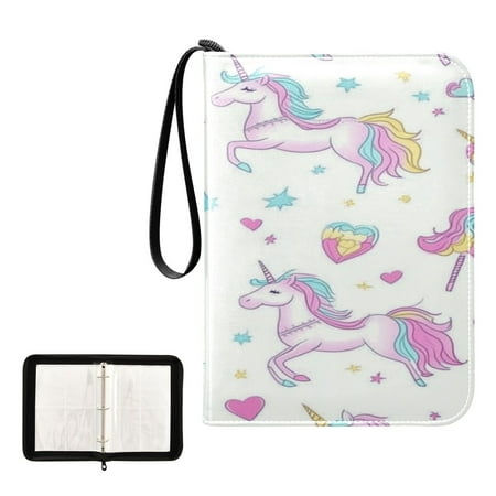 400 Pockets Trading Cards Album,Card Binder 4-Pocket, Cards Collector Album Holder Fits 400 cards with 50 removable sheets Unicorns and Magic Wands