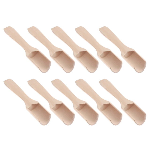 EeaseMX 10 palas pequeñas para sal con mango plano, de madera, para leche en polvo (2,8 x 11 cm)